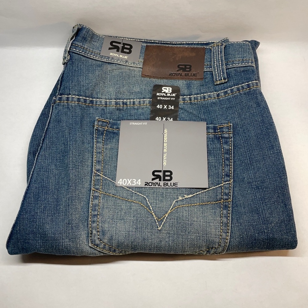 Mens Royal Blue Straight leg jeans 40x34 nwt
